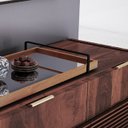 Ver imagem 2 de Bandeja Decorativa Espelhada Amadeirada com Alça Preta