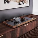 Ver imagem 5 de Bandeja Decorativa Espelhada Amadeirada com Alça Preta