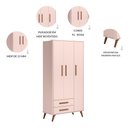 Ver imagem 6 de Kit Quarto de Bebê Q Encanto Retrô com Berço Mini Cama Guarda Roupa 3 Portas e Colchão D18 130x70 Mo