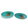 Jogo 4 Prato Verde Raso Melamina Plástico Abacaxi 25,5cm - 8