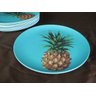 Jogo 4 Prato Verde Raso Melamina Plástico Abacaxi 25,5cm - 2