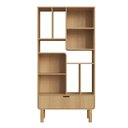 Ver imagem 4 de Estante para Livros Orgânica Curva 1 Gaveta 180cm 100% MDF BP com Pés em Madeira Maciça Aura Marrom/Hanover
