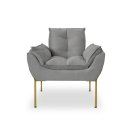 Ver imagem 2 de Poltrona Decorativa Opala Amamentação para Sala Base de Ferro Dourada Suede Me-ecommerce:cinza