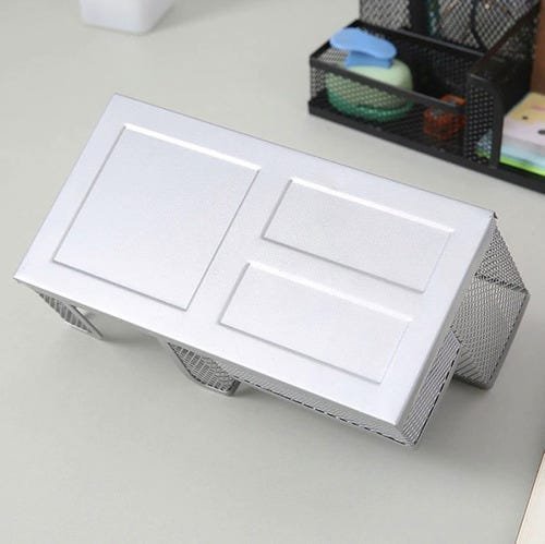 6 Porta Caneta Lápis Organizador Cinza Tela Mesa Escritório - 9