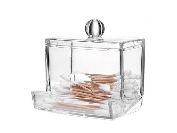 Organizador Porta Cotonete 240ml Transparente Acrílico - 1