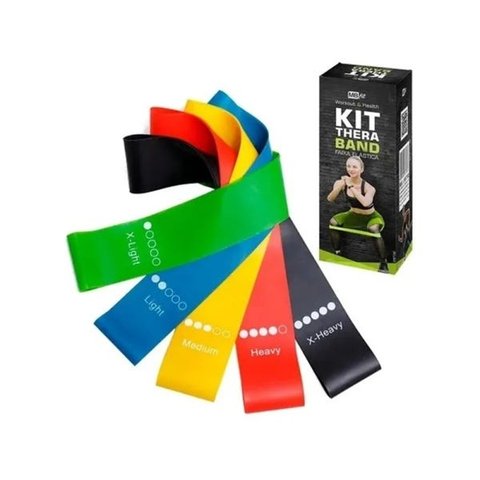 Kit 5 Thera Band Faixas Elásticas Para Funcional Fisioterapia