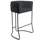 Ver imagem 2 de Kit 02 Banquetas Decorativas Fixa Base de Aço Preto Betina D02 Linho Chumbo C-465 - Lyam Decor