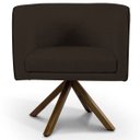 Ver imagem 2 de Poltrona Decorativa Base Giratória de Madeira Betina D02 Corano Marrom C-34 - Lyam Decor