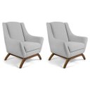 Ver imagem 1 de Kit 2 Poltronas Decorativa Fixa Base de Madeira Juliet D02 Linho Cru C-316- Lyam Decor