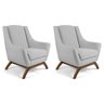 Kit 2 Poltronas Decorativa Fixa Base de Madeira Juliet D02 Linho Cru C-316- Lyam Decor - 1