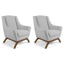 Ver imagem 1 de Kit 2 Poltronas Decorativa Fixa Base de Madeira Juliet D02 Linho Cru C-316- Lyam Decor
