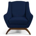 Ver imagem 2 de Poltrona Decorativa Fixa Base de Madeira Juliet D02 Veludo Azul Oxford B-304 - Lyam Decor