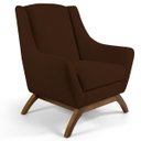 Ver imagem 1 de Poltrona Decorativa Fixa Base de Madeira Juliet D02 Veludo Marrom C-276 - Lyam Decor