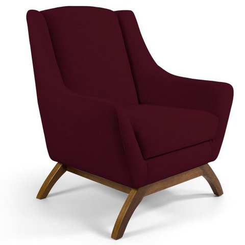 Poltrona Decorativa Fixa Base de Madeira Juliet D02 Veludo Marsala C-278 - Lyam Decor