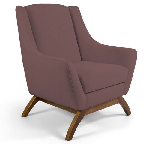 Poltrona Decorativa Fixa Base de Madeira Juliet D02 Veludo Rosê B-305 - Lyam Decor
