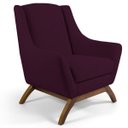Ver imagem 1 de Poltrona Decorativa Fixa Base de Madeira Juliet D02 Veludo Roxo Grape B-292 - Lyam Decor