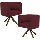 Ver imagem 1 de Kit 2 Poltronas Decorativa Base Giratória de Madeira Betina D02 Veludo Marsala C-278 - Lyam Decor