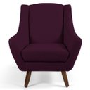 Ver imagem 1 de Poltrona Decorativa Fixa com Puff Pés de Madeira Juliet D02 Veludo Roxo Grape B-292 - Lyam Decor