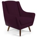 Ver imagem 2 de Poltrona Decorativa Fixa com Puff Pés de Madeira Juliet D02 Veludo Roxo Grape B-292 - Lyam Decor