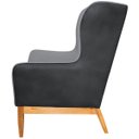 Ver imagem 4 de Kit 2 Poltronas Decorativa Base de Madeira Milena D02 Linho Cinza C-416 Corano Preto - Lyam Decor