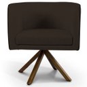 Ver imagem 3 de Kit 2 Poltronas Decorativa Base Giratória de Madeira Betina D02 Corano Marrom C-34 - Lyam Decor