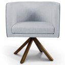 Ver imagem 2 de Poltrona Decorativa Base Giratória de Madeira Betina D02 Linho Cinza C-315 - Lyam Decor