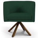 Ver imagem 3 de Kit 2 Poltronas Decorativa Base Giratória Madeira Betina D02 Linho Verde Musgo C-117 - Lyam Decor
