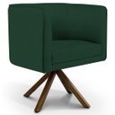 Ver imagem 2 de Kit 2 Poltronas Decorativa Base Giratória Madeira Betina D02 Linho Verde Musgo C-117 - Lyam Decor