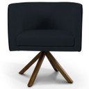 Ver imagem 3 de Kit 2 Poltronas Decorativa Base Giratória de Madeira Betina D02 Veludo Preto B-300 - Lyam Decor