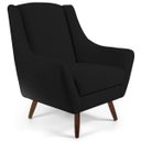 Ver imagem 2 de Poltrona Decorativa Fixa com Puff Pés de Madeira Juliet D02 Veludo Preto B-300 - Lyam Decor