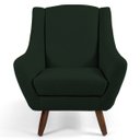 Ver imagem 3 de Poltrona Decorativa Fixa com Puff Pés de Madeira Juliet D02 Veludo Verde B-303 - Lyam Decor