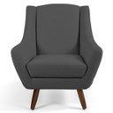 Ver imagem 3 de Poltrona Decorativa Fixa com Puff Pés de Madeira Juliet D02 Veludo Cinza B-317 - Lyam Decor