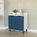 Ver imagem 1 de Balcão de Cozinha Meena 80x92,5cm Prateleira e 2 Portas Branco/Azul 250011