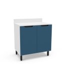 Ver imagem 2 de Balcão de Cozinha Meena 80x92,5cm Prateleira e 2 Portas Branco/Azul 250011