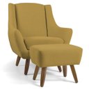 Ver imagem 1 de Poltrona Decorativa Fixa com Puff Pés de Madeira Juliet D02 Veludo Mostarda C-279 - Lyam Decor