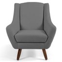 Ver imagem 3 de Poltrona Decorativa Fixa com Puff Pés de Madeira Juliet D02 Linho Cinza C-416 - Lyam Decor