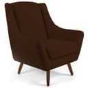 Ver imagem 2 de Poltrona Decorativa Fixa com Puff Pés de Madeira Juliet D02 Veludo Marrom C-276 - Lyam Decor