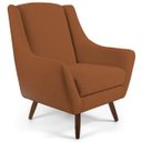 Ver imagem 2 de Poltrona Decorativa Fixa com Puff Pés de Madeira Juliet D02 Veludo Telha C-262 - Lyam Decor
