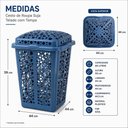 Ver imagem 3 de Cesto de Roupa Suja com Tampa Telado Organizador Plastico Lavanderia Quarto Banheiro Azul 80L