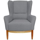 Ver imagem 2 de Kit Poltrona Decorativa Milena com Puff Viseo D02 Linho Cinza C-416 Corano Preto - Lyam Decor