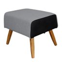 Ver imagem 3 de Kit Poltrona Decorativa Milena com Puff Viseo D02 Linho Cinza C-416 Corano Preto - Lyam Decor