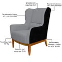 Ver imagem 6 de Kit Poltrona Decorativa Milena com Puff Viseo D02 Linho Cinza C-416 Corano Preto - Lyam Decor