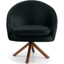 Ver imagem 2 de Poltrona Decorativa Base Giratória de Madeira Rafa D02 Veludo Preto C-300 - Lyam Decor