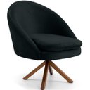 Ver imagem 1 de Poltrona Decorativa Base Giratória de Madeira Rafa D02 Veludo Preto C-300 - Lyam Decor