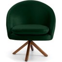 Ver imagem 2 de Poltrona Decorativa Base Giratória de Madeira Rafa D02 Veludo Verde C-303 - Lyam Decor