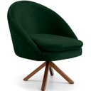 Ver imagem 1 de Poltrona Decorativa Base Giratória de Madeira Rafa D02 Veludo Verde C-303 - Lyam Decor