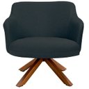 Ver imagem 3 de Kit 2 Poltronas Decorativa Base Giratória de Madeira Jade D02 Linho Chumbo C-465 - Lyam Decor