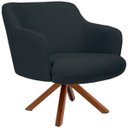 Ver imagem 2 de Kit 2 Poltronas Decorativa Base Giratória de Madeira Jade D02 Linho Chumbo C-465 - Lyam Decor