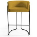 Ver imagem 4 de Kit 03 Banquetas Decorativas Fixa Base de Aço Preto Betina D02 Veludo Mostarda C-279 - Lyam Decor