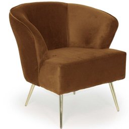 Poltrona Decorativa Pés Palito D'Ouro Íris D02 Veludo Telha C-262 - Lyam Decor - 1